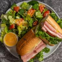 Italian Sub · Boar’s Head salami, mortadella, provolone cheese, lettuce, tomato, pepperoncini, Italian dre...