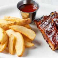 Ribs With Fries · Ribs slathered with BBQ sauce and served with fries