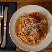 Spaghetti & Meatballs · Homemade meatballs, and marinara sauce.