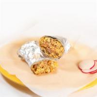 Breakfast Burrito · Eggs,potatoes, beans, cheese, choice of protein.