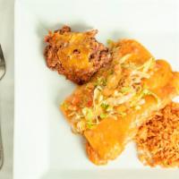 Enchilada (1) With Melted Cheese · Choice of chicken, beef, or Chile verde, served with sauce and melted cheese.