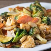 Vegetable Chicken · Stir-fried with mixed veggies in our house brown sauce.