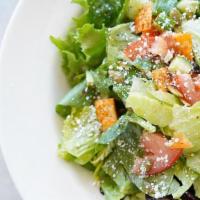 Large Side Salad · Lettuce mix, baby greens, tomato, cucumber, pepitas, chile croutons, lemon vinaigrette & cot...