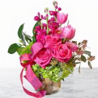 Lil Mary Signature Pave Arrangement · Beautiful bouquet of assorted flowers. Hyrdrangea, roses, gerbenas, tulips, and more with sp...