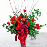 1 Dozen Rose Bouquet · One dozen red roses arranged in a tall presentation for your love. These extra long-stemmed ...