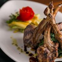Costolette Di Agnello · GRILLED HERB MARINATED NZ LAMB CHOP, BALSAMIC REDUCTION (served with seasonal vegetables)