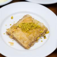 Baklava · Phyllo and nut pastry with honey syrup.