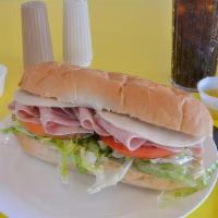 Danish Ham And Cheese Sub · Comes with lettuce, tomato, onion, provolone cheese, our famous Submarine Dressing, mayonnai...