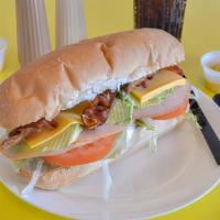 Bltct & A Sub (Rail Road) · Comes with bacon, lettuce, tomato, turkey, avocado, and American cheese.