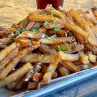 Naked Fries · Vegan. Hand-cut potatoes, twice fried, simply seasoned.