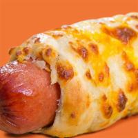 Wetzel'S Cheese Dog · Fresh-baked Wetzel's Dog gone cheesy, with a golden brown crust of melted cheese..