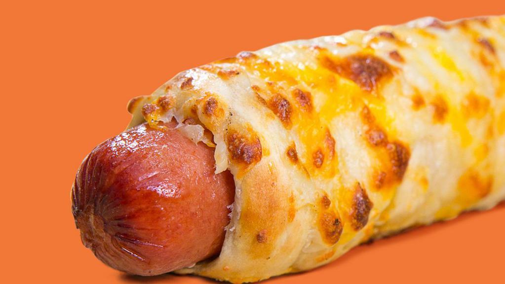 Wetzel'S Cheese Dog · Fresh-baked Wetzel's Dog gone cheesy, with a golden brown crust of melted cheese..