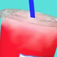 Frozen Strawberry Lemonade · 24 ounces of frozen lemonade with a splash of strawberry .