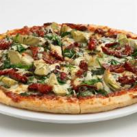 Florentine · Fresh spinach, artichokes, sun-dried tomatoes, and roasted garlic topped with mozzarella and...