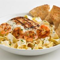 Chicken And Shrimp Pasta · Grilled chicken breast and Cajun shrimp over penne pasta tossed in a creamy Alfredo sauce an...