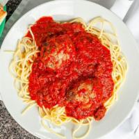Spaghetti With Meatballs · Pasta and dinners include garlic bread and salad.