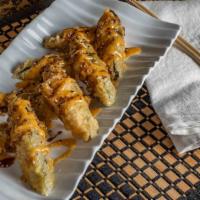 Jalapeño Bomb (8 Pieces) · Medium. Deep fried jalapeño with crabmeat and cream cheese, with special and unagi sauce, se...