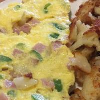 Denver Omelet · Diced ham, onions and bell peppers. (No Cheese).