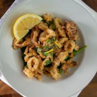 Calamari · Lightly fried with Marinara and Aioli Sauce.