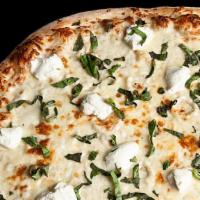 White Pizza · White Sauce, Buffalo Mozzarella, Ricotta, Fresh Tomato, Basil, E.V.O.O.