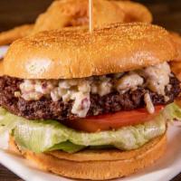 Black & Blue · Balsamic onions, mixed greens, tomato and blue cheese crumbles