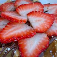 Nutella Strawberries · OG Liege waffle with nutella and strawberries