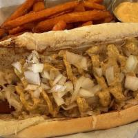Ny Dog · ¼ lb dog topped with sauerkraut, 1000 island & Swiss beer cheese.