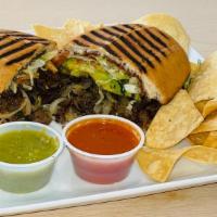 Torta · Your choice of meat topped with beans, mayo, lettuce, onion, avocado & jalapeño. Add carnita...