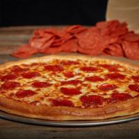 Pepperoni Pizza · Our classic 14” Pizza with our Non-GMO Pizza Sauce made from Fresh Vine-Ripened Tomatoes.” O...
