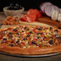 Supreme Pizza · Our 14” Classic pizza Starts with our Non-GMO Pizza Sauce made from Fresh Vine-Ripened tomat...