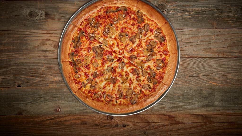Mushroom Pizza · Our classic 14” Pizza with our Non-GMO Pizza Sauce made from Fresh Vine-Ripened Tomatoes.” Our two-cheese blend of Mozzarella Cheese and a generous portion of Mushrooms that’s sure to impress.