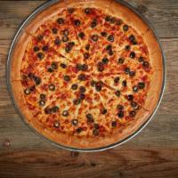 Black Olive Pizza · Our classic 14” Pizza with our Non-GMO Pizza Sauce made from Fresh Vine-Ripened Tomatoes.” O...