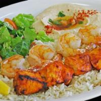 Shrimp Combo Kabob (Dinner) · One Skewer of Marinated Shrimp and One Skewer of Chicken Kabob grilled up to perfection. Ser...