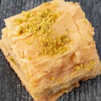Baklava (Each) · A rich, sweet pastry made of layers of filo pastry filled with chopped nuts and sweetened wi...