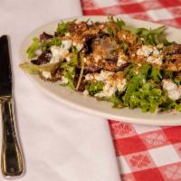 Giovanna’S Gourmet Salad · Mixed baby greens with candied walnuts and pecans, blue cheese & balsamic vinaigrette.
