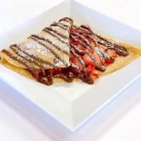 Strawberry Nutella Crepe · Strawberry, Nutella, powdered sugar.