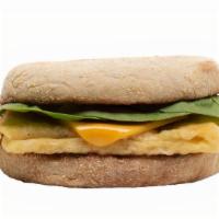 'Egg & Cheese' Muffin · JUST Egg, American 'cheese,' and spinach on a buttered and toasted English muffin.