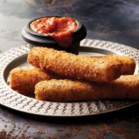 Mozzarella Sticks · Coated in herb-panko breadcrumbs, light fried and served with crushed tomato and basil marin...