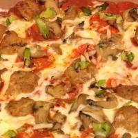 Deluxe  Extra Large (12 Slices) · Cheese, classic pepperoni, Italian sausage mushrooms, green peppers, onions and a sprinkling...