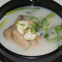 Ginseng Chicken Soup 삼계탕 · Chicken Soup with Ginseng, Garlic, Jujube, Ginko Nuts.  Perfect for a hot day to boost your ...