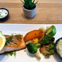 Seared Salmon · served with 