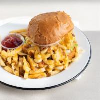 Mac & Cheese Burger · Fresh ground beef Patty topped with freshly prepared mac and cheese topped with tomato onion...