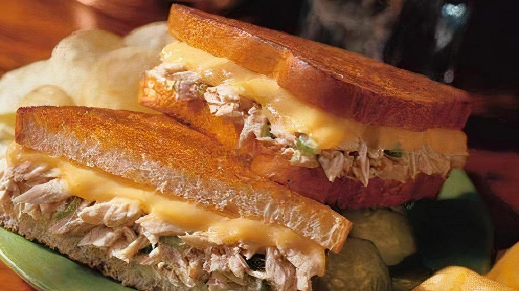 Tuna Melt Albacore · Melt Your Heart With Our Freshly Made From Scratch Solid White Albacore Tuna Melt.  Served With Your 
Choice of Melted American, Cheddar, Pepper Jack or Swiss Choice.
 
Choice of White, Rye, Wheat or Sour Dough Bread.
