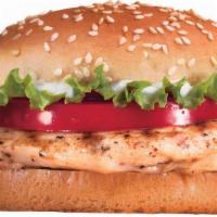 Grilled Chicken Sandwich · Prepared Fresh Never Frozen Chicken Breast with Spices & Seasoning Then Slowly Cooked Until ...