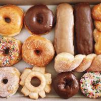 Dozen Mixed Donuts · A dozen mixed donuts from the Regular Donuts menu, which includes Raised, Bars, Twists, Butt...