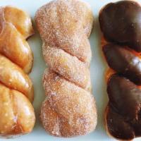 Twist · Twisted raised donut with glazed or chocolate icing or sugar coated. (If an option is not li...