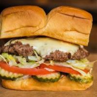 Cheeseburger · White American cheese, pickles, lettuce, tomato, onion, secret sauce.