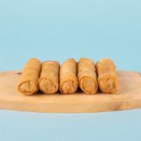 Shrimp Spring Rolls · Shrimp and vegetables in a rice paper roll with dipping sauce.