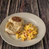 Diced Ham & Scrambled Egg · Served with an English muffin.