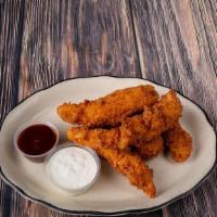Chicken Strips · Tender all white meat chicken tenders covered in southern style breading and deep fried to g...
